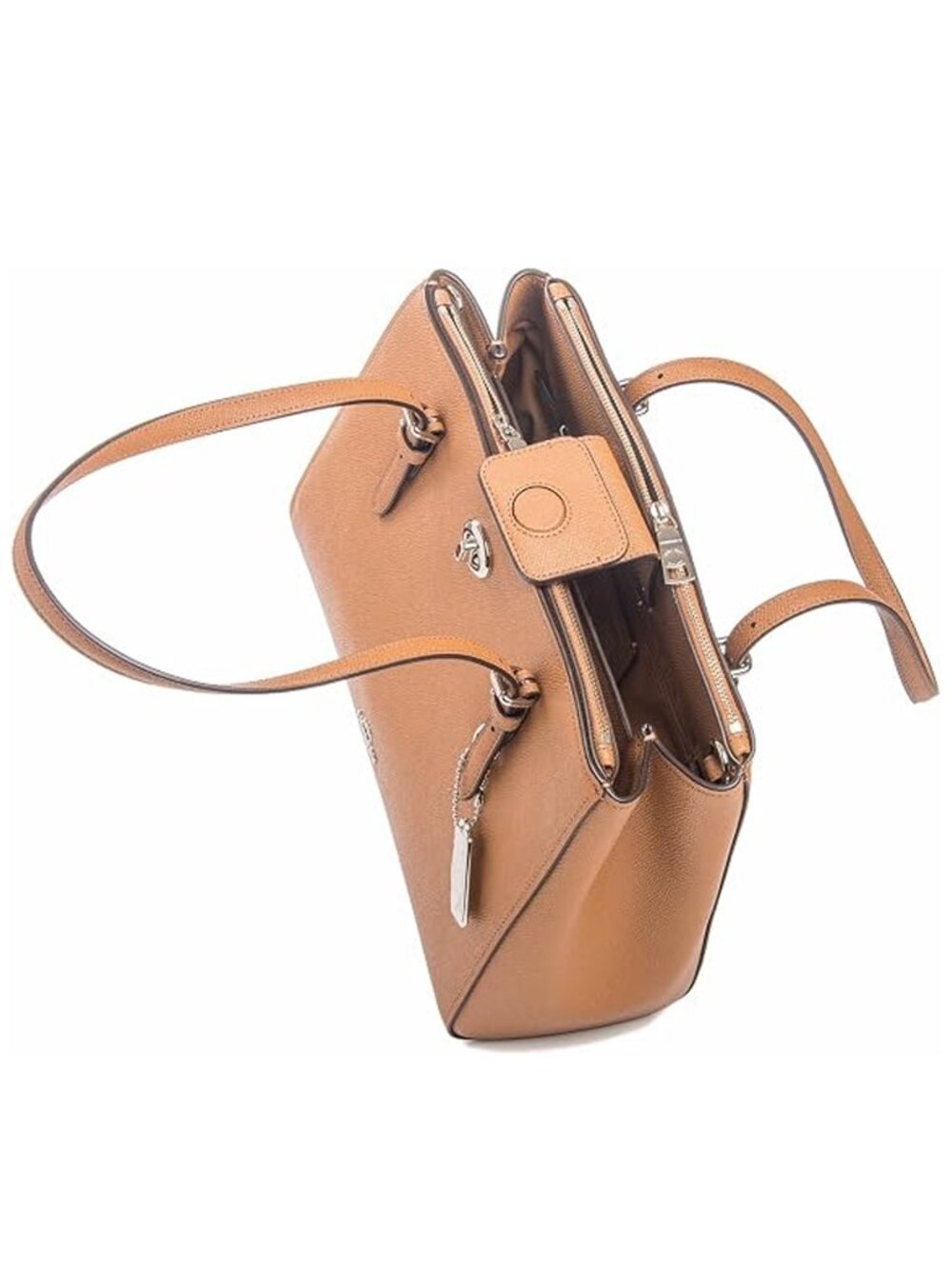 Coach Turnlock Caryall 29 Light Saddle Brown Bag Grain Leather Handbag Purse NEW